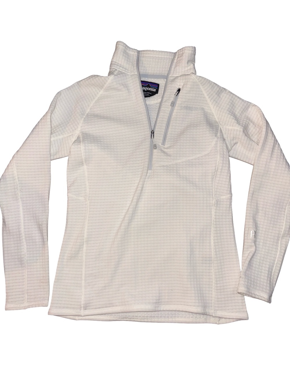 Patagonia White Waffle Quarter-Zip Pullover with Chest Pocket